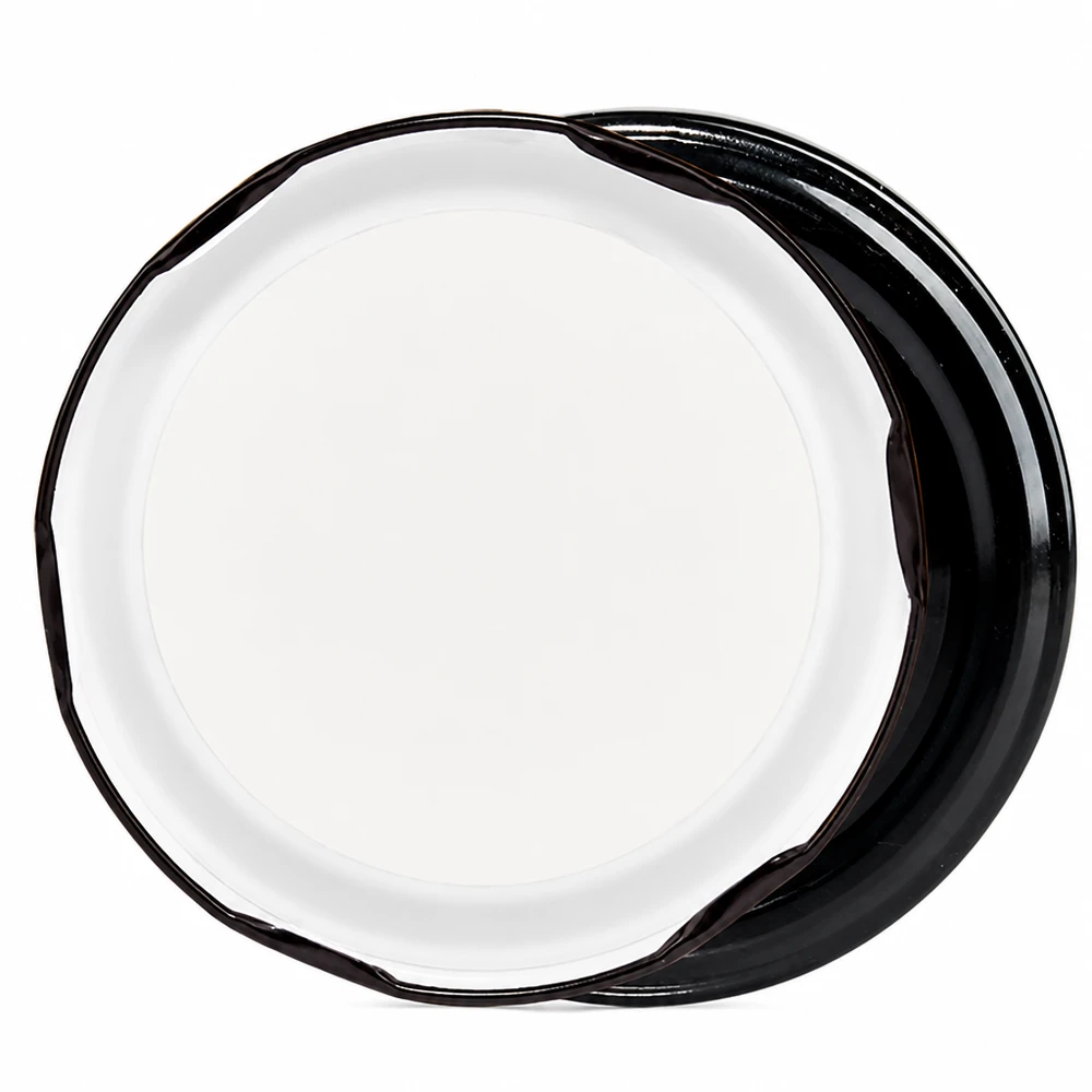 Couvercles TO82 Twist-Off noirs brillants UNiTWIST BPA-NI empilés – vue de face