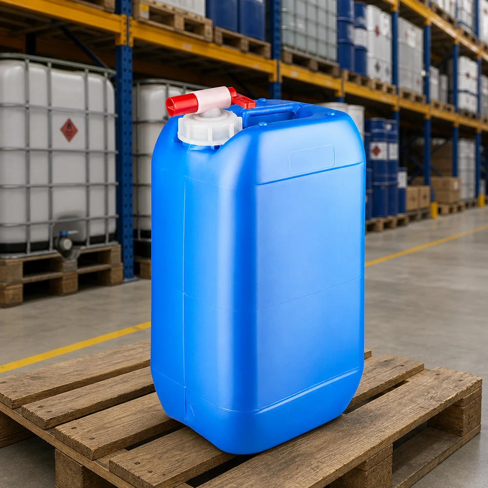 Bidon portable bleu de 15 litres avec robinet doseur pour le stockage en toute sécurité des produits chimiques
