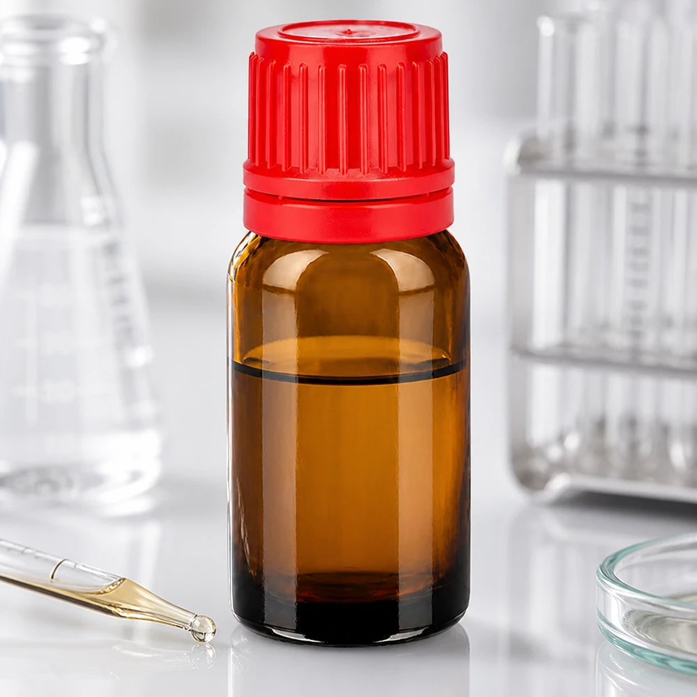 Flacon 10ml 11mm SV rouge OV BrownLine UT18/10 Flacon pharmaceutique de 10 ml avec filetage de 11 mm et bouchon de sécurité rouge pour substances stériles