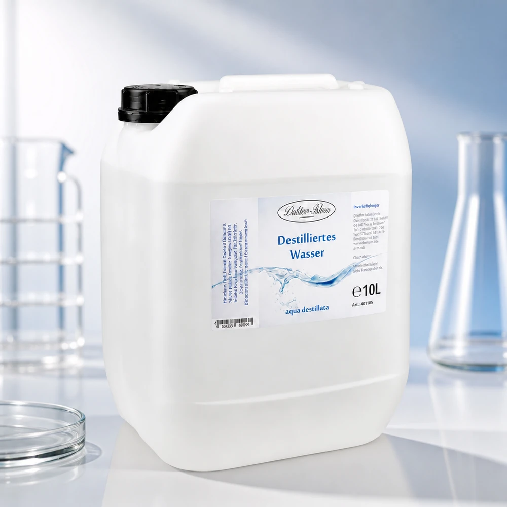 Eau distillée Doktor Klaus - Aqua dest 10 litres en jerrican premium teinte naturelle Doktor-Klaus eau distillée bidon de 10 litres pour laboratoire et applications médicales