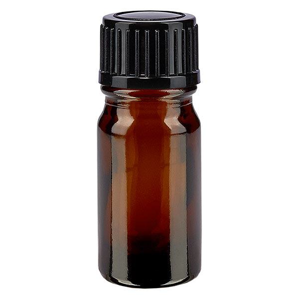 Flacon de pharmacie brun 5ml bouchon vissable noir standard Flacon de pharmacie brun 5ml bouchon vissable noir standard