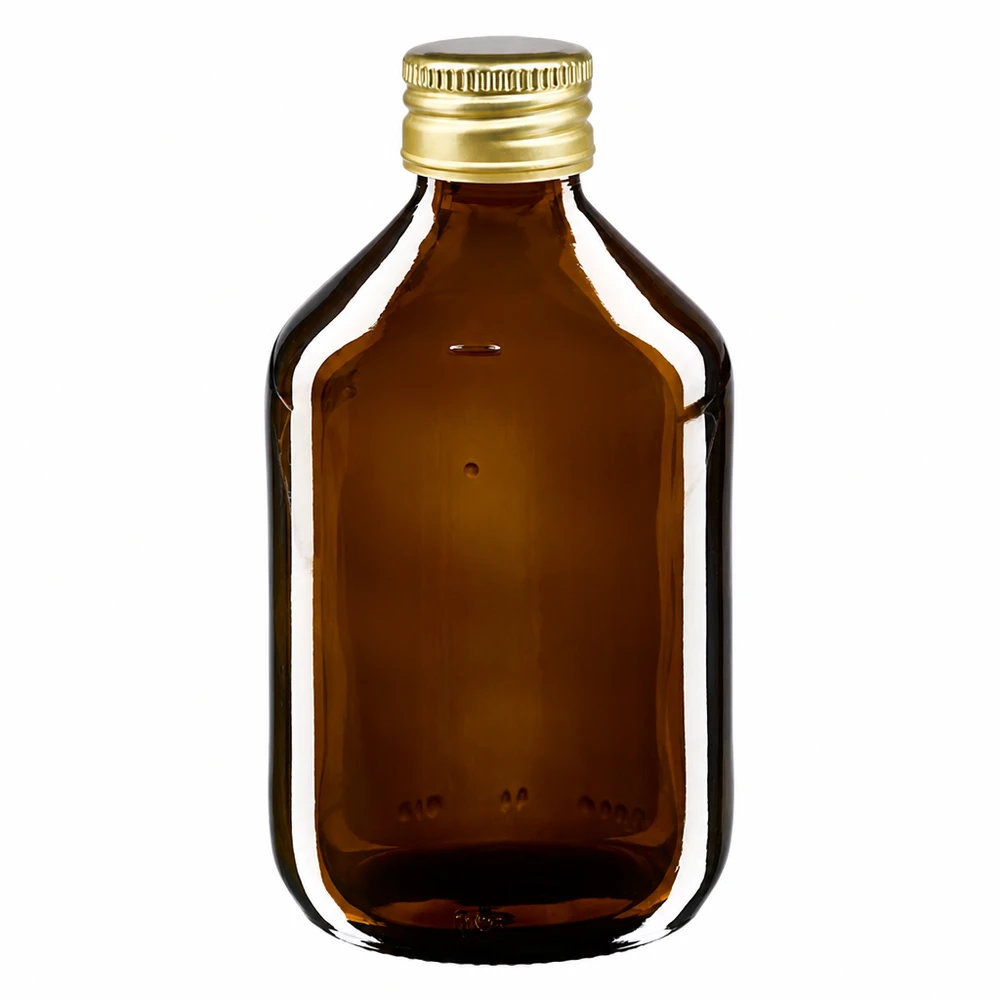 Flacon médicinal de 300ml brun avec bouchon en aluminium doré pour médicaments et teintures