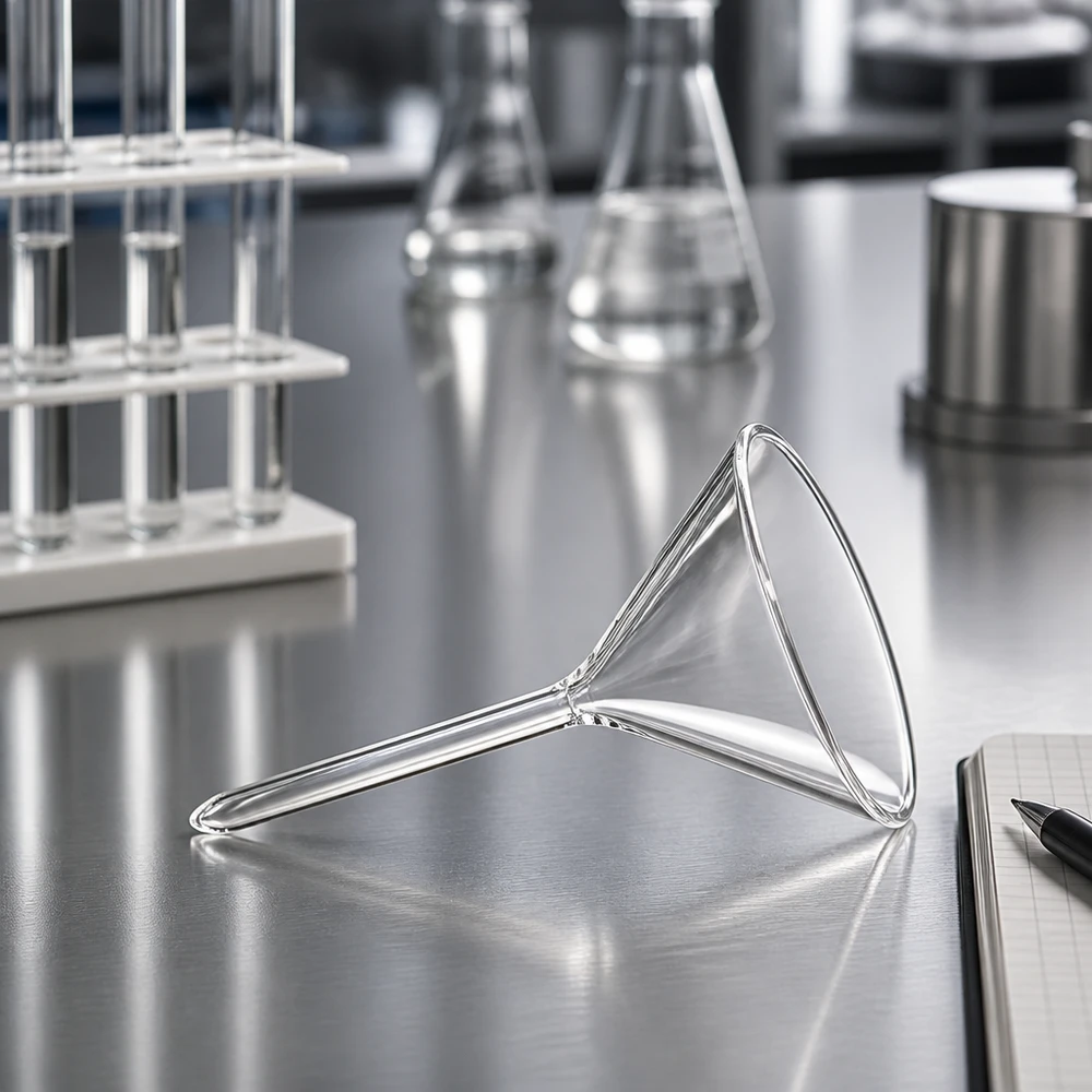 Entonnoir Ø 55mm - verre borosilicate 3.3 - angle 60° Entonnoir de laboratoire à manche court en verre borosilicaté 55mm de diamètre pour un transvasement précis
