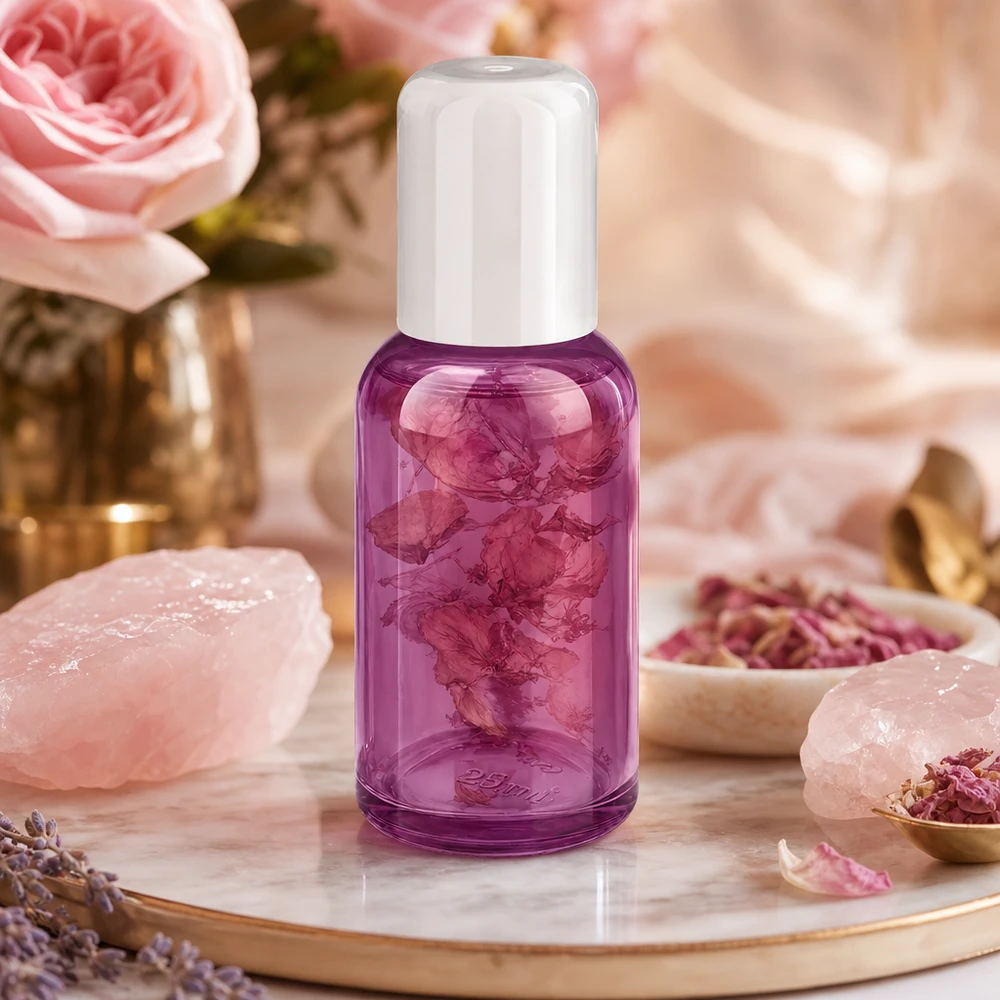 Flacon roll-on 30ml blanc standard PurpleLine UT18/30 Bouteille roll-on compacte violette de 30ml idéale pour les voyages et la routine beauté en déplacement