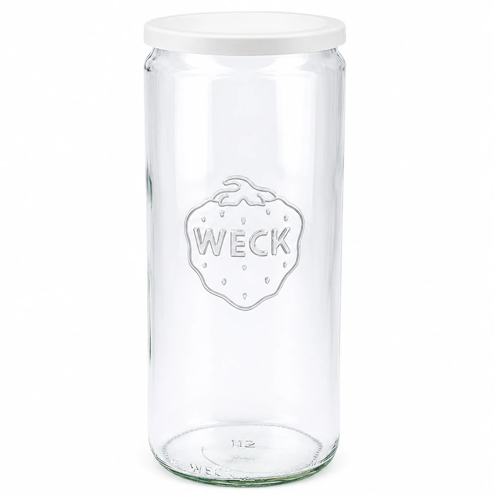 1040ml bocal cylindrique avec couvercle fraîcheur WECK RR80 WECK Bocal cylindrique 1040ml avec couvercle fraîcheur blanc RR80 Bocal à conserves transparent