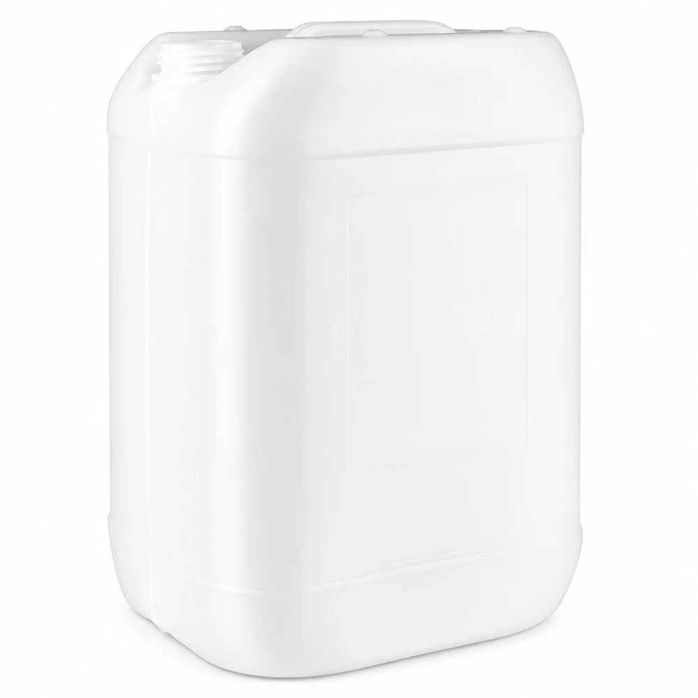 Bidon rectangulaire blanc de 25 litres, en polyéthylène robuste, sans bouchon à vis