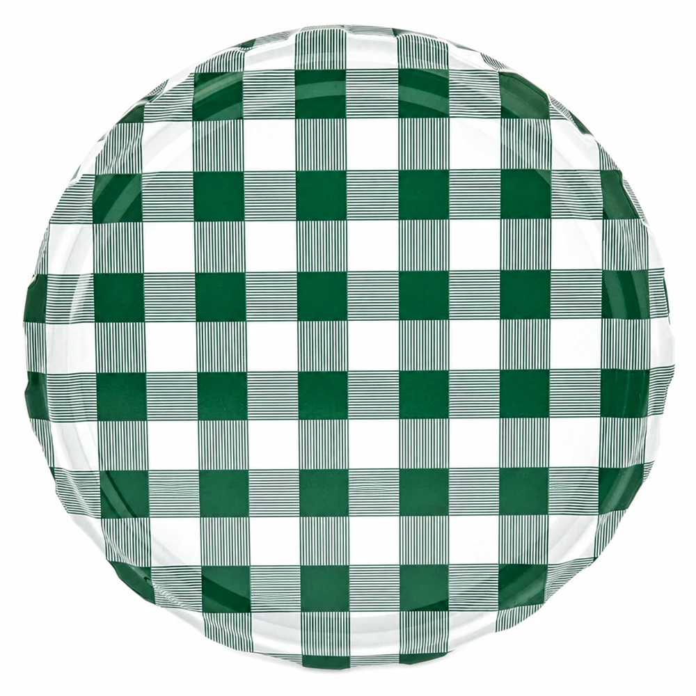82mm BasicSeal bouchon carreau vert/blanc (TO82) UNiTWIST Couvercle à vis de 82 mm, adapté au contact alimentaire, orné d'un motif écossais vert et blanc décoratif