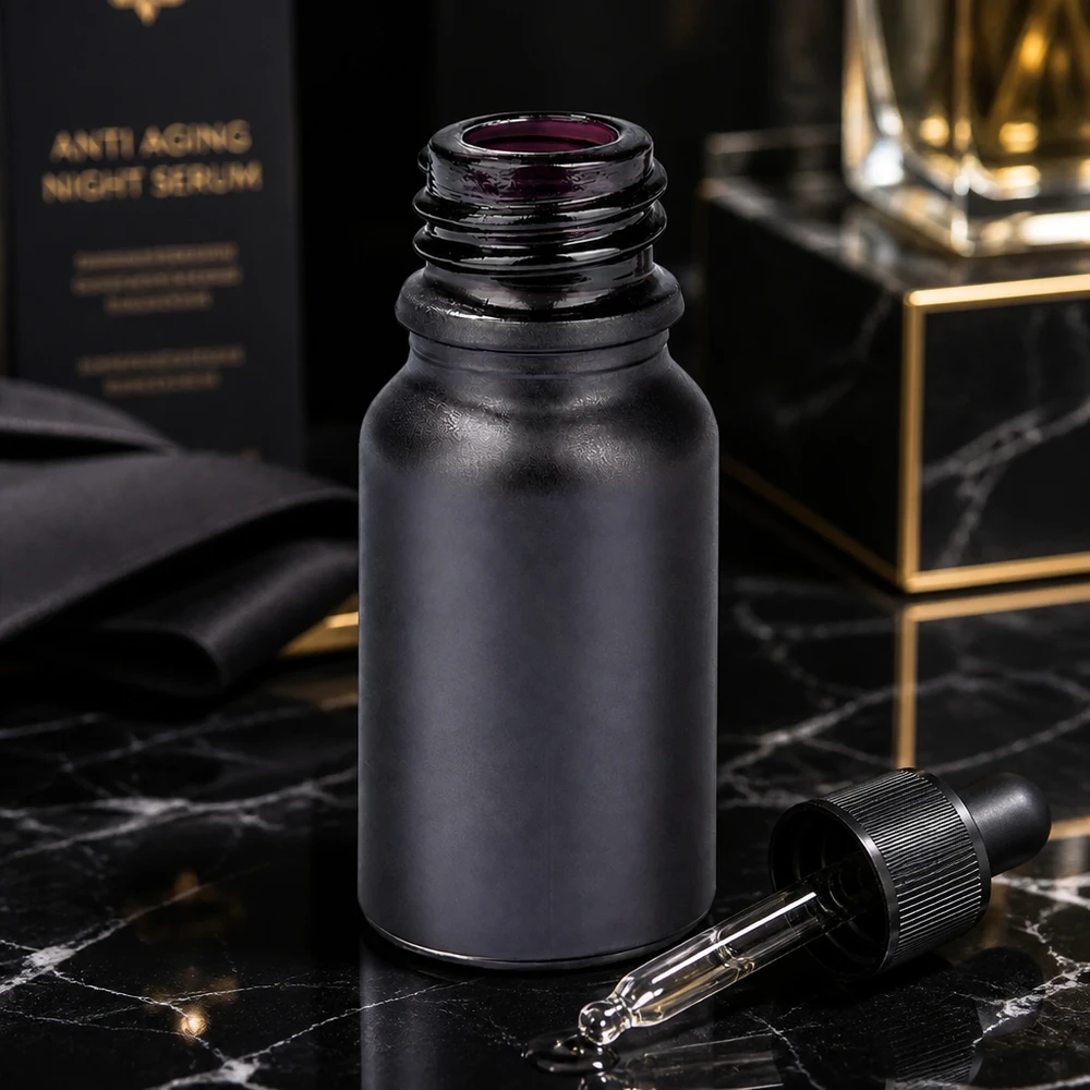 Bouteille en verre 10ml BlackLine UT18/10 UNiTWIST idéale pour les huiles essentielles et l'aromathérapie