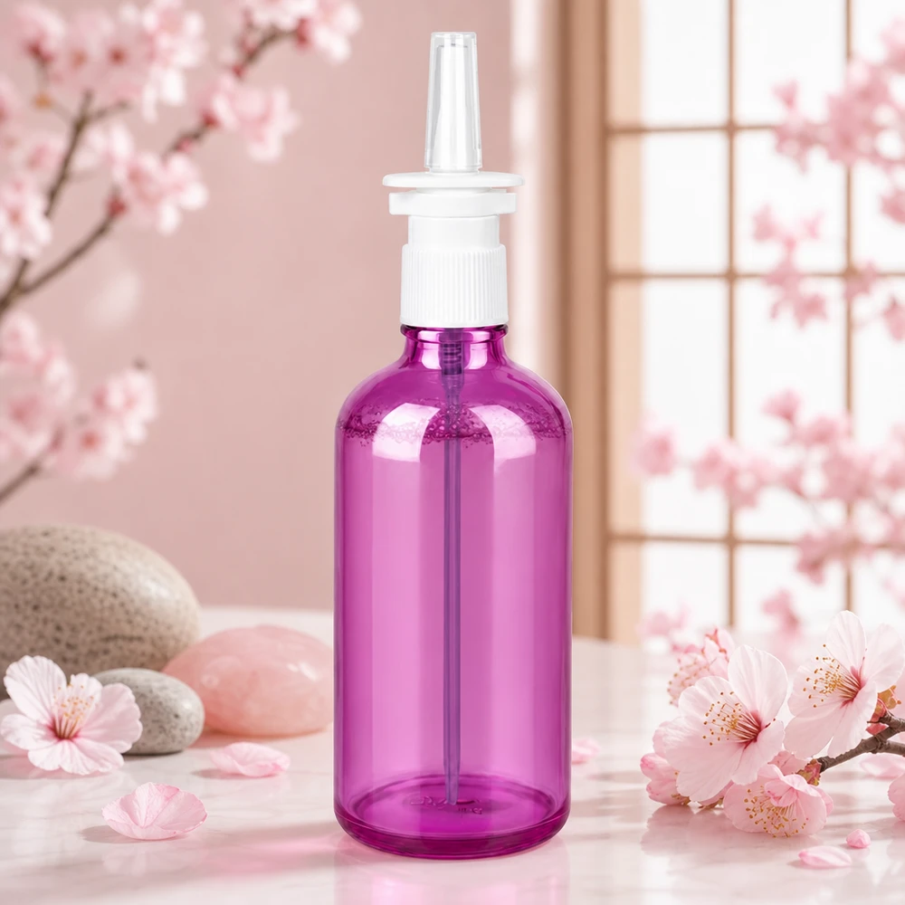 Flacon vaporisateur nasal 100ml blanc/transparent standard PurpleLine UT18/100 Bouteille spray robuste de 100 ml avec filetage UT18 durable et aspect pourpre attrayant pour la maison