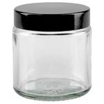 Pots en verre transparent avec couvercle noir