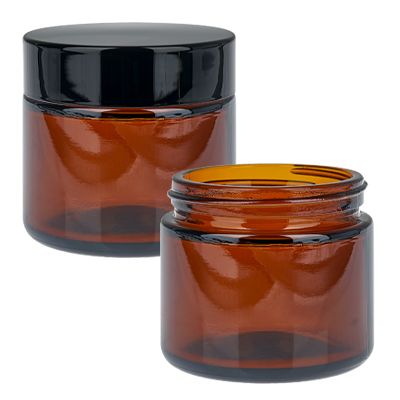 Pots en verre brun
