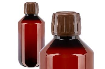Flacons médicaux en PET brun avec bouchon brun