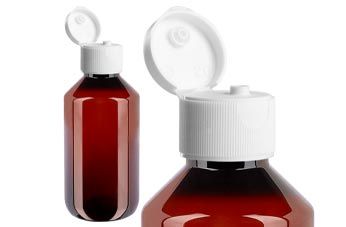 Flacons médicaux en PET marron avec bouchon à charnière