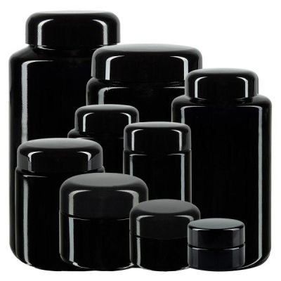 Pots en verre violet (verre Miron)