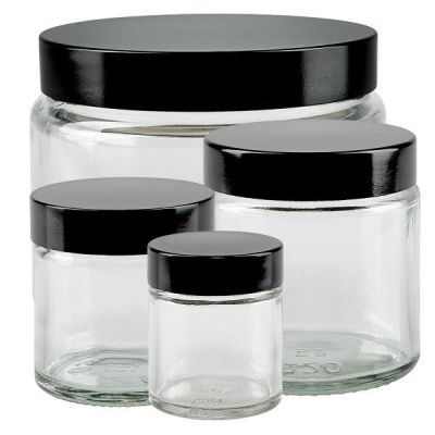 Pots en verre transparent