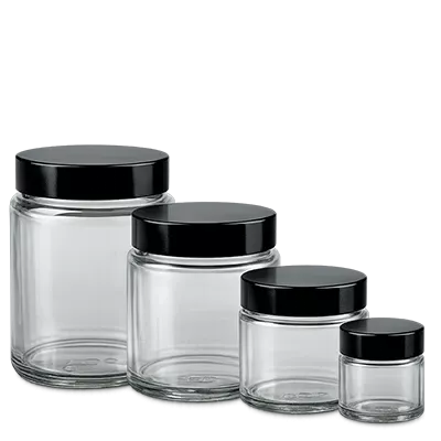 Pots en verre transparent