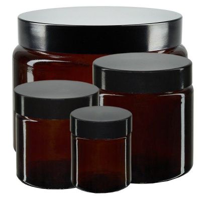Pots en verre brun