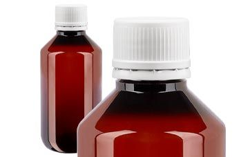 Flacons médicaux en PET brun avec bouchon blanc